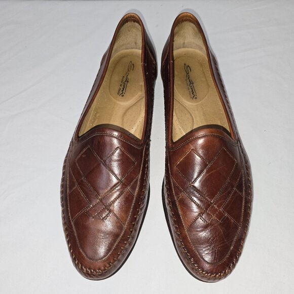 Santoni Brown Leather Slip On Loafers Made In Italy Men's Size 11.5 D - Picture 4 of 9